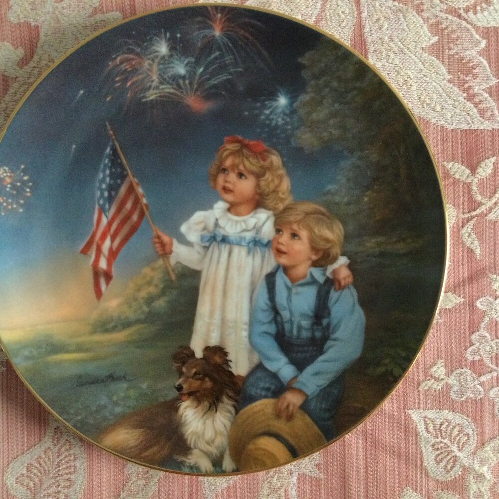 Vintage Collector Plate Sandra Kuck Star Spangled Sky July A Childhood Almanac